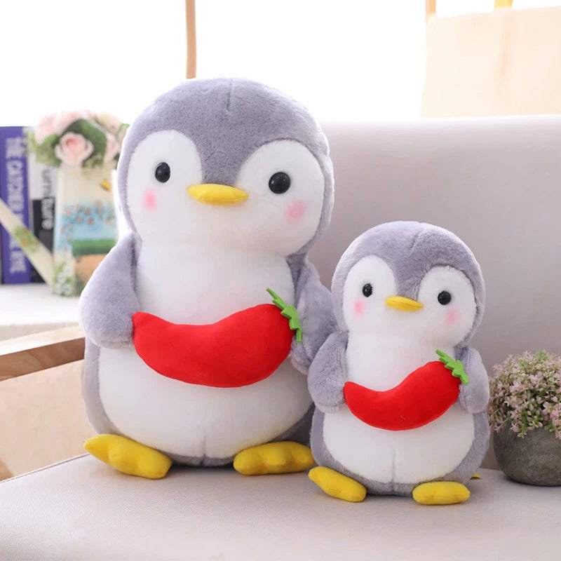 25/45cm Cute Cartoon Holding Fruit Penguin Soft Stuffed Toy Plush Animals Appease Baby Doll Girls Kids Lovers Birthday Gift