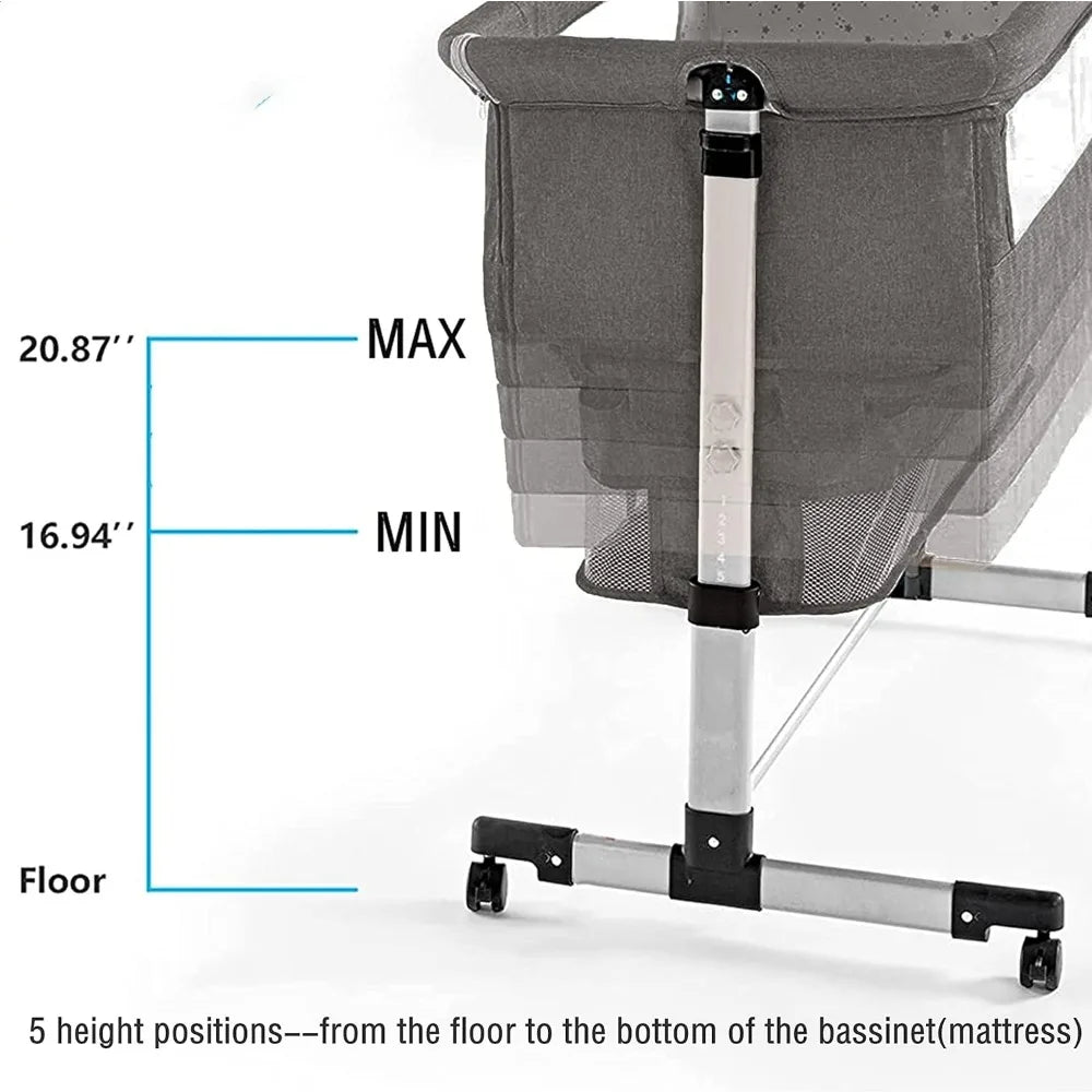 Bedside Crib, Baby Bassinet 3 in 1 Travel Baby Crib
