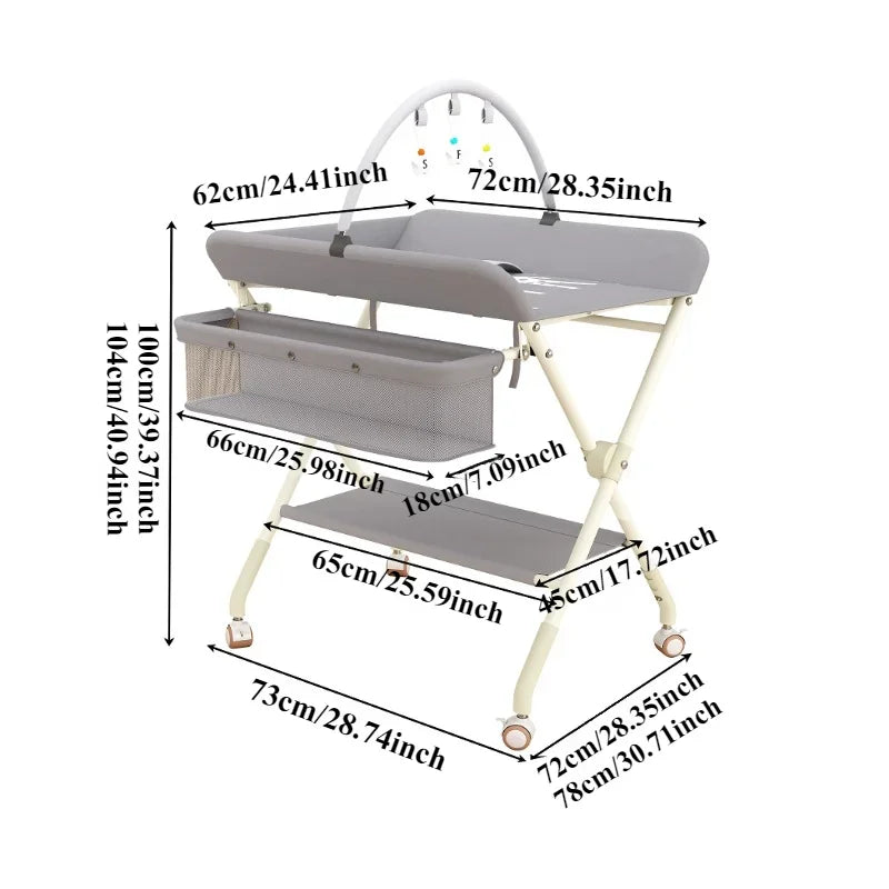 Foldable Diaper Changing Table with Drying Rack